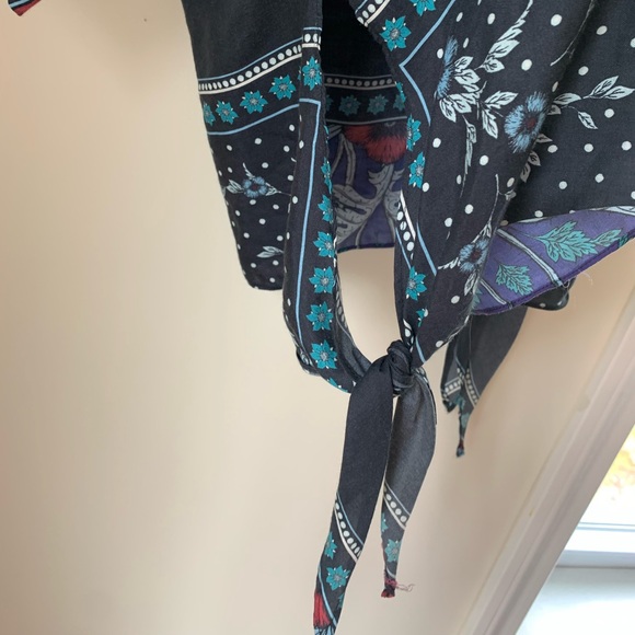 Warm Brand Cotton Silk Top in Floral Print Poppy, Rose, USA made size M, 2, 6-8 - Picture 3 of 11